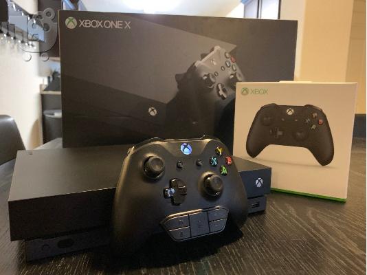 PoulaTo: Μάρκα νέα κονσόλα μαύρης κονσόλας Microsoft Xbox One X 1TB - επιπλέον ελεγκτή